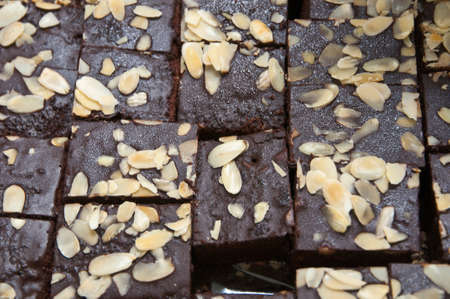 The fudge brownies with nutsの写真素材