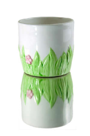 Empty ceramics  cup on a white backgroundの写真素材