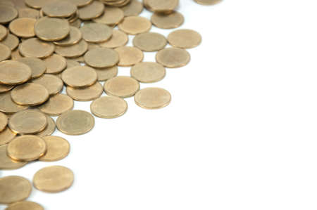 Coin stack isolated on white backgroundの写真素材