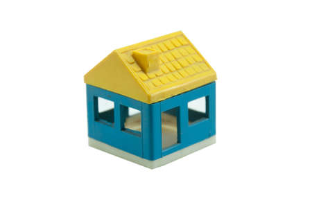 Toy house built by using colorful building blocksの写真素材