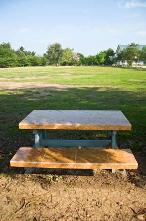 The white stone table in  yardの写真素材
