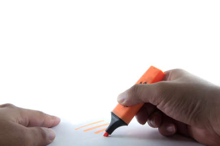 highlighted in orange with felt tip penの写真素材