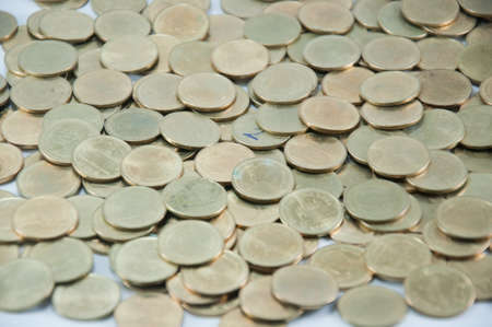 Coin stack isolated on white backgroundの写真素材