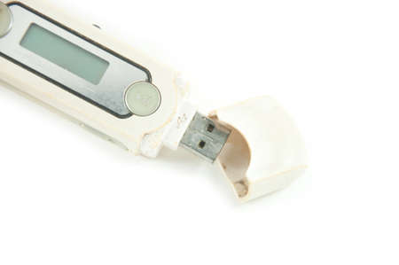 Generic usb mp3 player isolated over whiteの写真素材