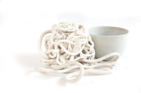 White Rope on white backgroundの写真素材