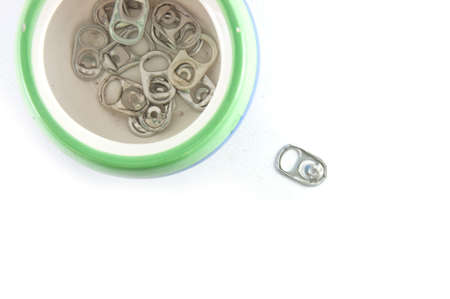 The abstract from the recyclable aluminum pull ring and soda tab in pot -for help Global warming