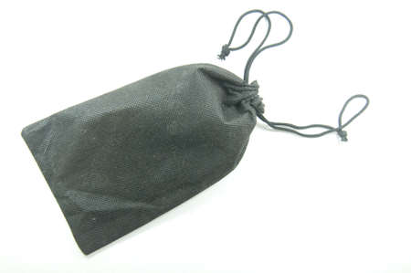 Close black bag white rope isolated on whiteの写真素材