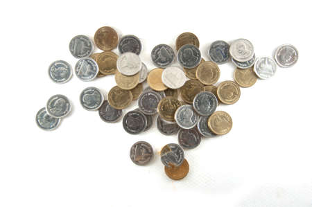 Coin stack isolated on white backgroundの写真素材