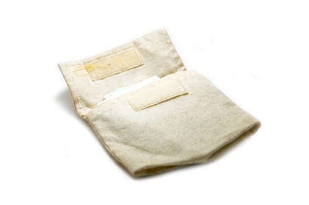 Burlap bag isolated on white backgroundの写真素材