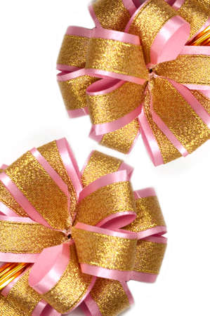 two gift Ribbon Isolated on whiteの写真素材