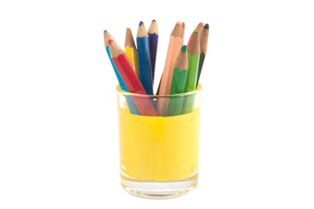 mini glass with color pencilsの写真素材