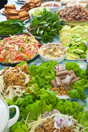 buffet variety of thai food