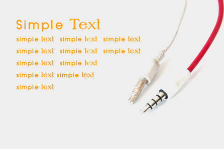 Macro of audio cable isolated on white background
