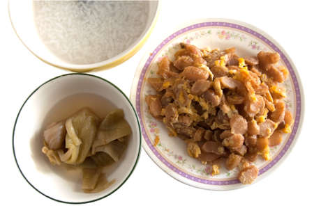 Pickle turnip fry  with egg, delicious and famous food in Thailandの写真素材