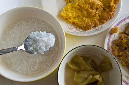soft-boiled rice Thai food set meal timeの写真素材