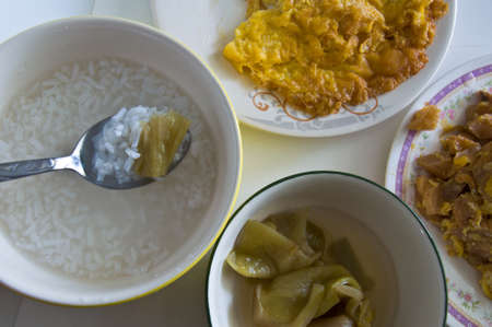 soft-boiled rice Thai food set meal timeの写真素材