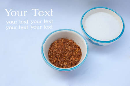 ingredient-sugar and chilli for cookの写真素材