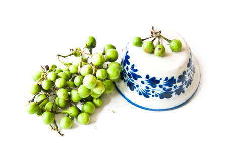 Closeup of green tomatoes,thai styleの写真素材