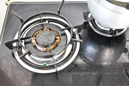 Empty gas stove for cooking in the kitchenの写真素材