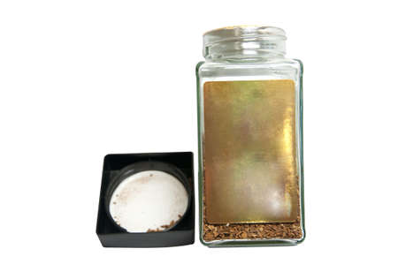 jar instant coffee on a white backgroundの写真素材