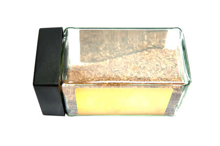 Instant coffee in glass on whiteの写真素材