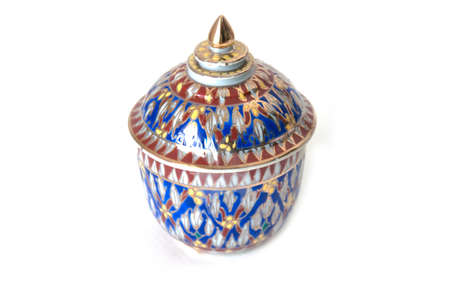 The Benjarong  Bencharong  , Ceramic jars with intricate designed from thailandの写真素材