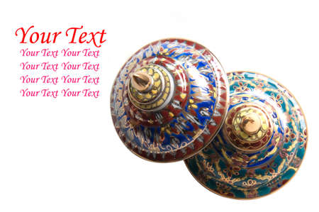 The Benjarong  Bencharong  , Ceramic jars with intricate designed from thailandの写真素材