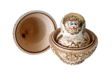 russian nesting dolls  babushka  half open,souvenir in russianの写真素材