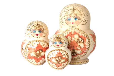 matryoshka doll on  white, souvenir at russianの写真素材