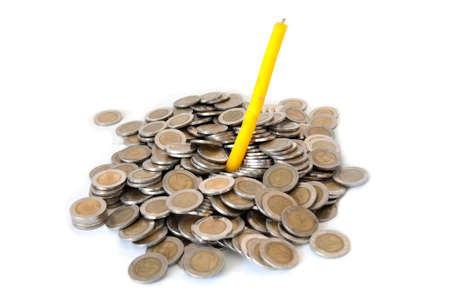 candle in pile Thai money