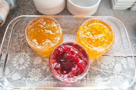 different jars full of fruity jam - food and drinkの写真素材
