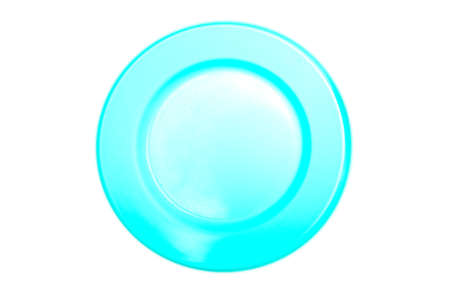blue plastic dish on white backgroundの写真素材