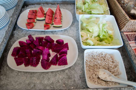 collection of tropical fruits barの写真素材