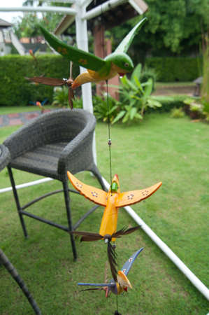 wood bird for decoration in gardenの写真素材