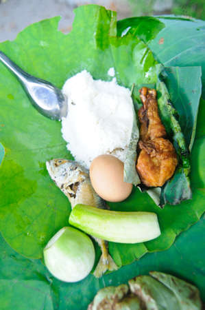 rice wrapped in lotus leaf.の写真素材