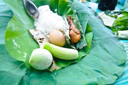 Cooked rice wrapped with lotus leafの写真素材