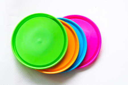coloured plastic cover on white backgroundの写真素材