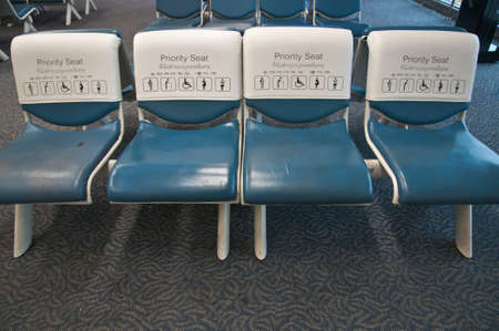 Blue Priority Seating in airportの写真素材