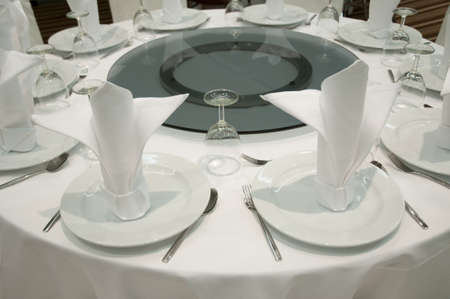 Beautiful and luxurious table setting in the restaurantの写真素材