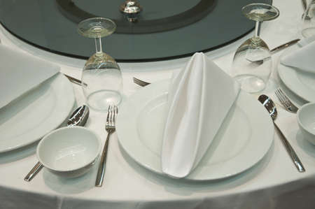 Dining tables ready for customersの写真素材