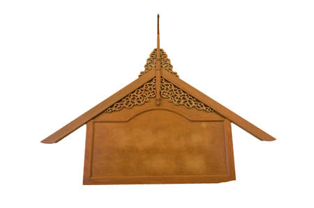 Thai style wood signboard on whiteの写真素材