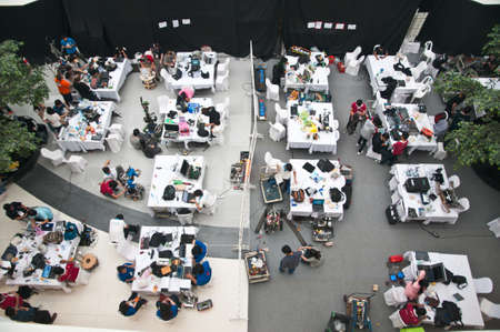 Thailand Robot Championship 2012 Final Round 12-14 December 2012  The Government Complex, Rathaprasart Phakdee Building, 2nd floor -- The contest is being organized by the SCG, the Thai Robotics Society, Mahidol University, and the Office of Vocational Edのeditorial素材