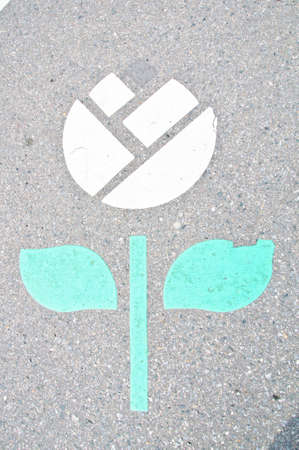 paint tulips in footpathの写真素材