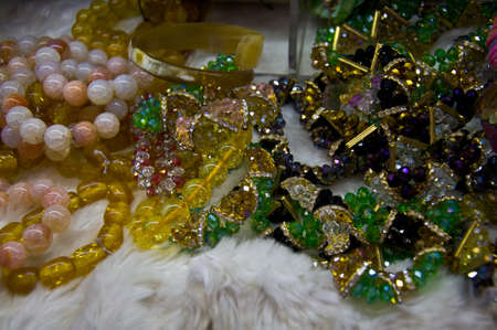 Colorful jewelry in a street marketの写真素材