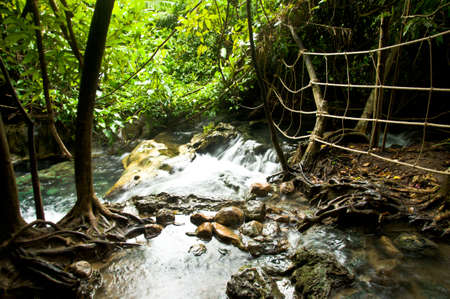 Hot waterfall Thai call  Namtok ron klong thom  at Krabi, Thailandの写真素材