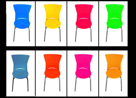 many contemporary plastic chairの写真素材