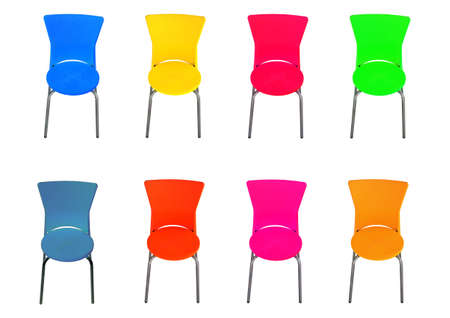 many contemporary plastic chairの写真素材