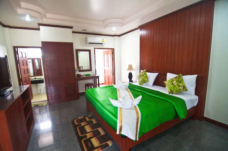 Beautiful bedroom double bedのeditorial素材
