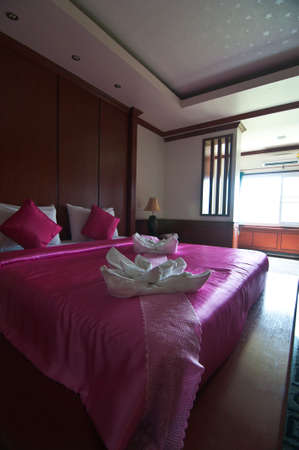 a bedroom decorated in modern Thai styleのeditorial素材