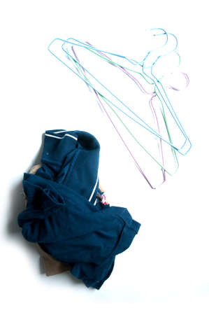 Isolated  coat hanger and clothesの写真素材